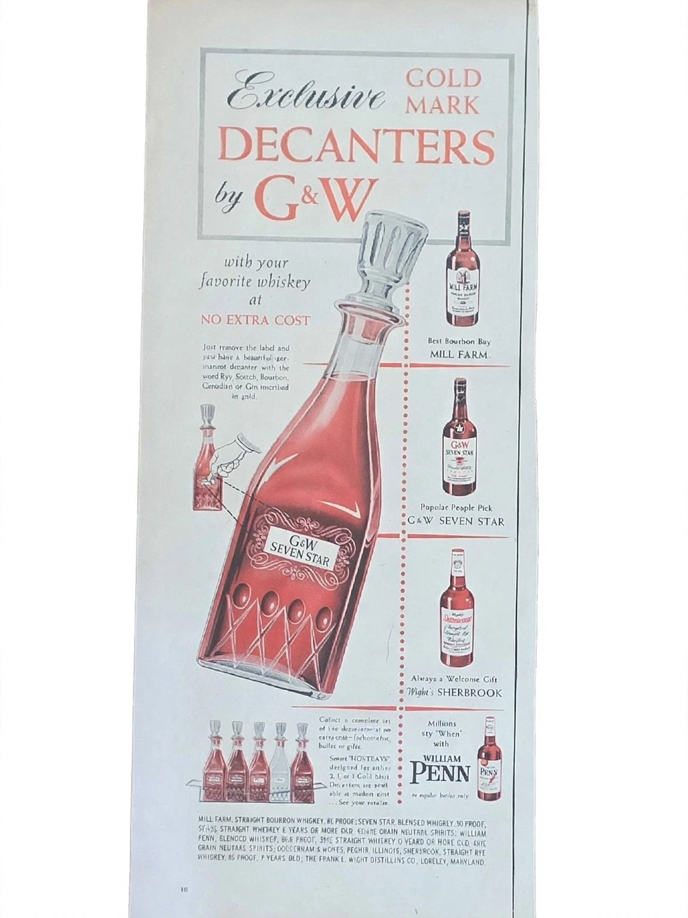 G&W Seven Star Red Decanter Art Print - Exclusive Gold Mark